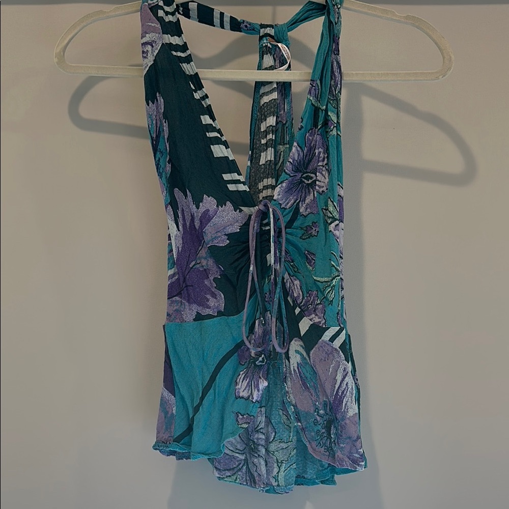 Free People Asymmetrical Blue and Purple Tank Top